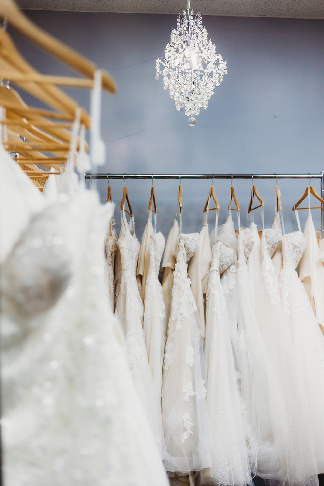 Racks of bridal gowns